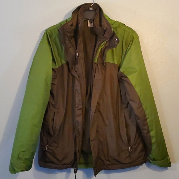 ☆HP☆ 3 in 1 Champion Coat. Heavy ski/puffer &  wind breaker zip in. Green/Gray S - Picture 2 of 14